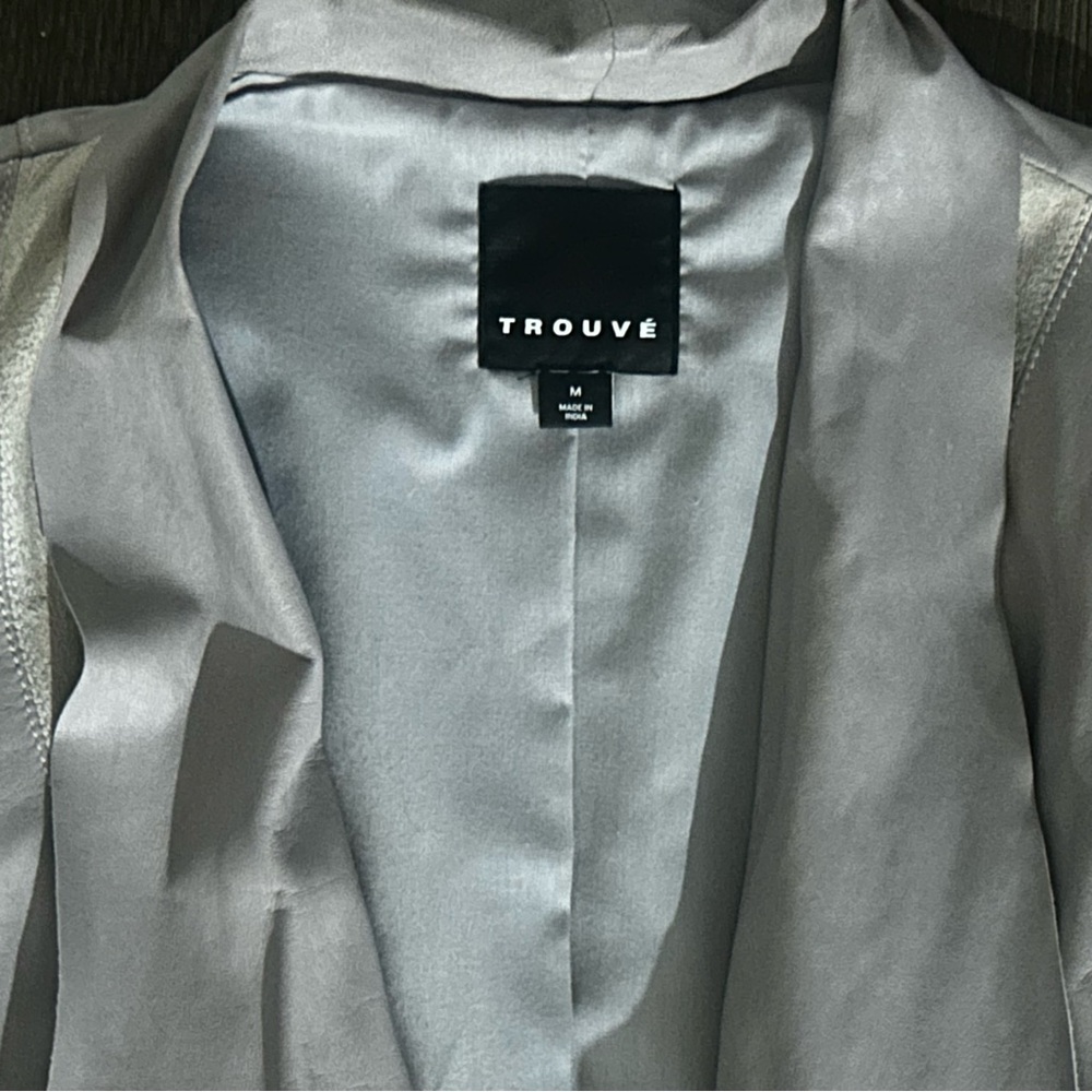 TROUVÉ Soft Leather Jacket with Ribbed Paneling - Picture 5 of 6